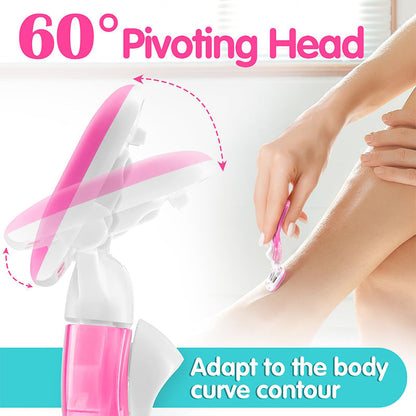 💥Up to 49% off！Buy one get one free💥Women’s Travel Razor with Case 🐾 – 5-Blade, 360° Lubrication, 60° Pivoting Head, Cute Cat Paw Non-Slip Handle, Mini Portable Size