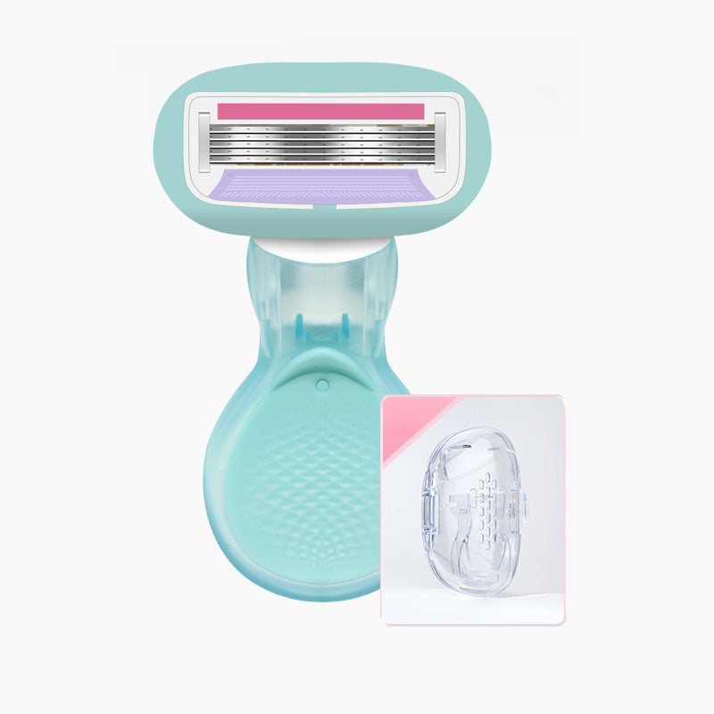 💥Up to 49% off！Buy one get one free💥Women’s Travel Razor with Case 🐾 – 5-Blade, 360° Lubrication, 60° Pivoting Head, Cute Cat Paw Non-Slip Handle, Mini Portable Size