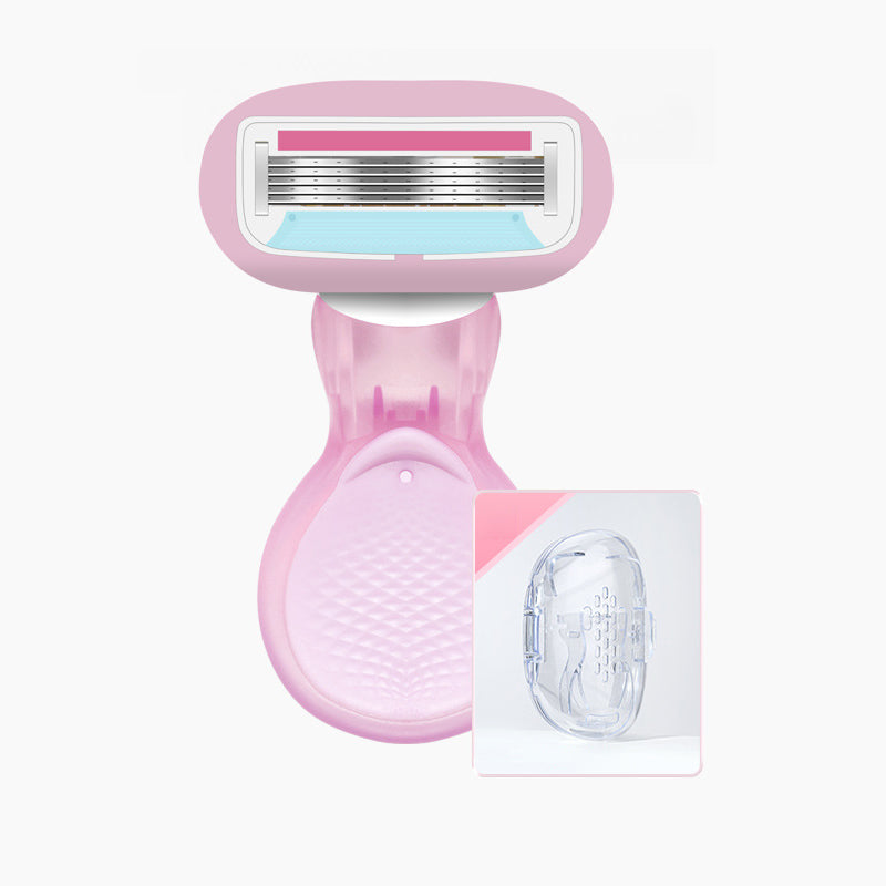 💥Up to 49% off！Buy one get one free💥Women’s Travel Razor with Case 🐾 – 5-Blade, 360° Lubrication, 60° Pivoting Head, Cute Cat Paw Non-Slip Handle, Mini Portable Size