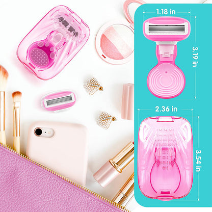 💥Up to 49% off！Buy one get one free💥Women’s Travel Razor with Case 🐾 – 5-Blade, 360° Lubrication, 60° Pivoting Head, Cute Cat Paw Non-Slip Handle, Mini Portable Size