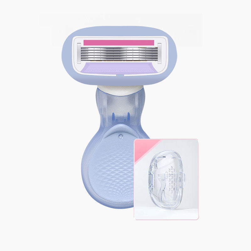 💥Up to 49% off！Buy one get one free💥Women’s Travel Razor with Case 🐾 – 5-Blade, 360° Lubrication, 60° Pivoting Head, Cute Cat Paw Non-Slip Handle, Mini Portable Size