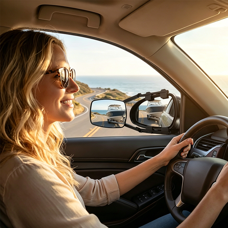🚛 See More, Tow Safer – Adjustable Extendable Trailer Mirror 👀