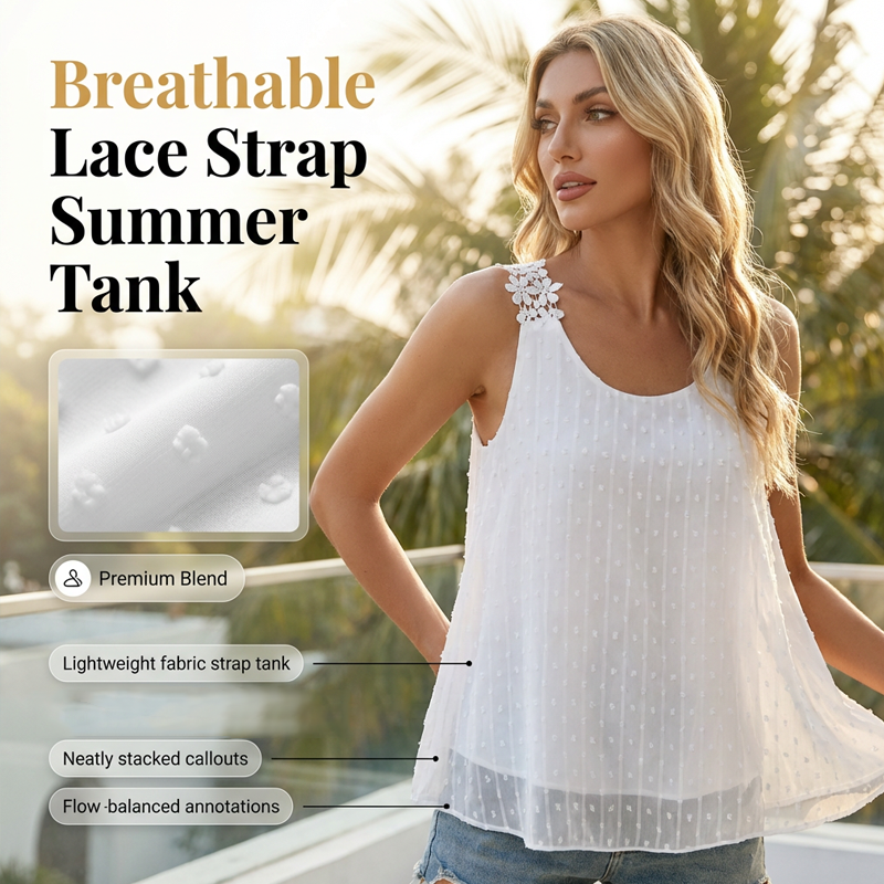 👚 49% OFF NOW! ⏰ Elegant Dot Lace Strap Tank Top – Soft & breathable – Delicate lace straps, flattering fit – perfect for layering or summer chic 🌸