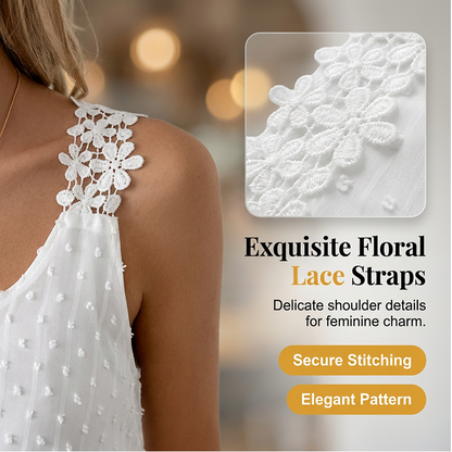 👚 49% OFF NOW! ⏰ Elegant Dot Lace Strap Tank Top – Soft & breathable – Delicate lace straps, flattering fit – perfect for layering or summer chic 🌸