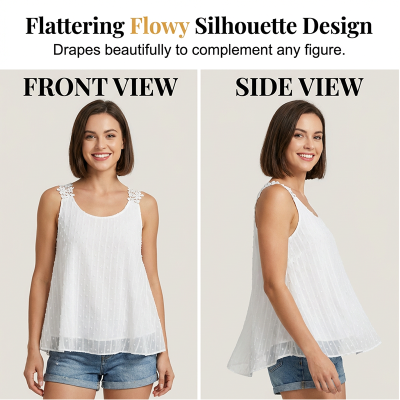👚 49% OFF NOW! ⏰ Elegant Dot Lace Strap Tank Top – Soft & breathable – Delicate lace straps, flattering fit – perfect for layering or summer chic 🌸