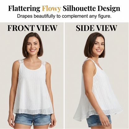👚 49% OFF NOW! ⏰ Elegant Dot Lace Strap Tank Top – Soft & breathable – Delicate lace straps, flattering fit – perfect for layering or summer chic 🌸