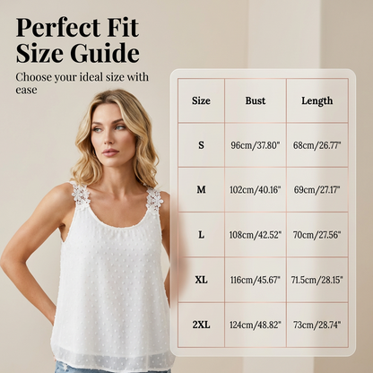 👚 49% OFF NOW! ⏰ Elegant Dot Lace Strap Tank Top – Soft & breathable – Delicate lace straps, flattering fit – perfect for layering or summer chic 🌸
