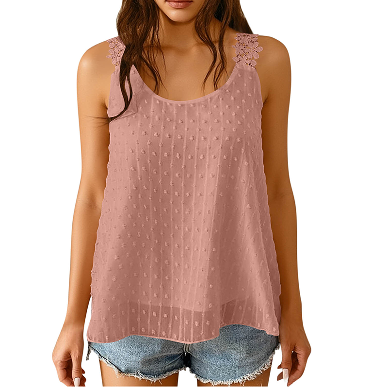 👚 49% OFF NOW! ⏰ Elegant Dot Lace Strap Tank Top – Soft & breathable – Delicate lace straps, flattering fit – perfect for layering or summer chic 🌸