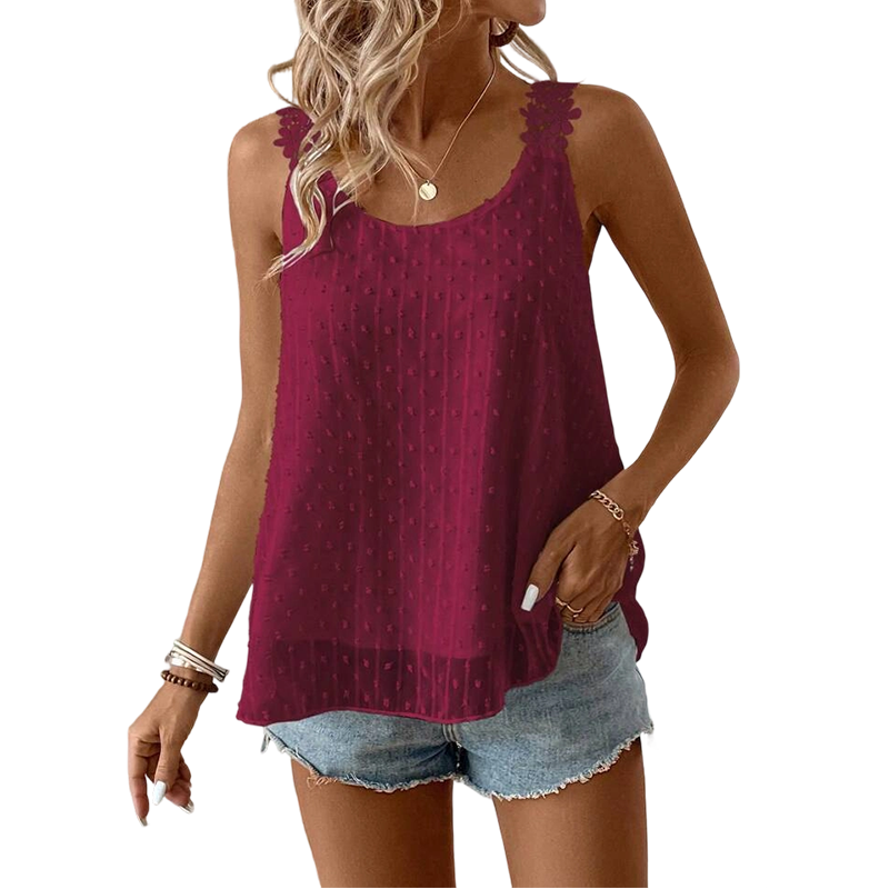 👚 49% OFF NOW! ⏰ Elegant Dot Lace Strap Tank Top – Soft & breathable – Delicate lace straps, flattering fit – perfect for layering or summer chic 🌸