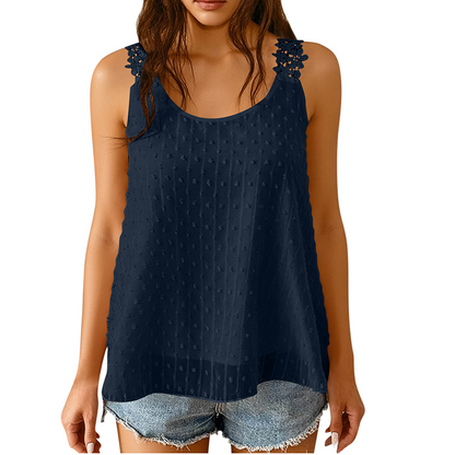 👚 49% OFF NOW! ⏰ Elegant Dot Lace Strap Tank Top – Soft & breathable – Delicate lace straps, flattering fit – perfect for layering or summer chic 🌸