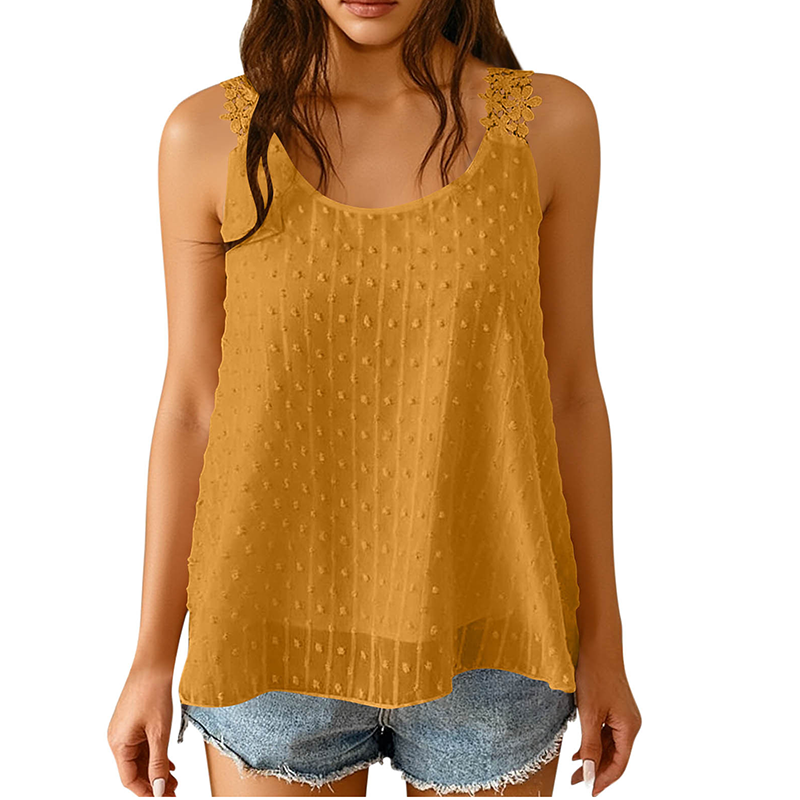 👚 49% OFF NOW! ⏰ Elegant Dot Lace Strap Tank Top – Soft & breathable – Delicate lace straps, flattering fit – perfect for layering or summer chic 🌸
