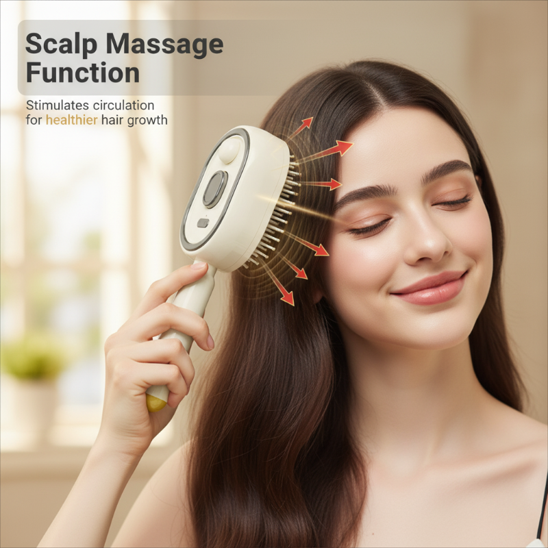💖Scalp Massager Comb💆‍♀️ – Self-Cleaning 🧼, Tangle-Free ✂️ & Frizz-Control Hair Brush with Soothing Mist Spray 💨✨ | Perfect for Dry, Brittle Hair 💧🌟