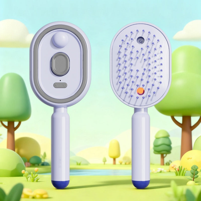 💖Scalp Massager Comb💆‍♀️ – Self-Cleaning 🧼, Tangle-Free ✂️ & Frizz-Control Hair Brush with Soothing Mist Spray 💨✨ | Perfect for Dry, Brittle Hair 💧🌟