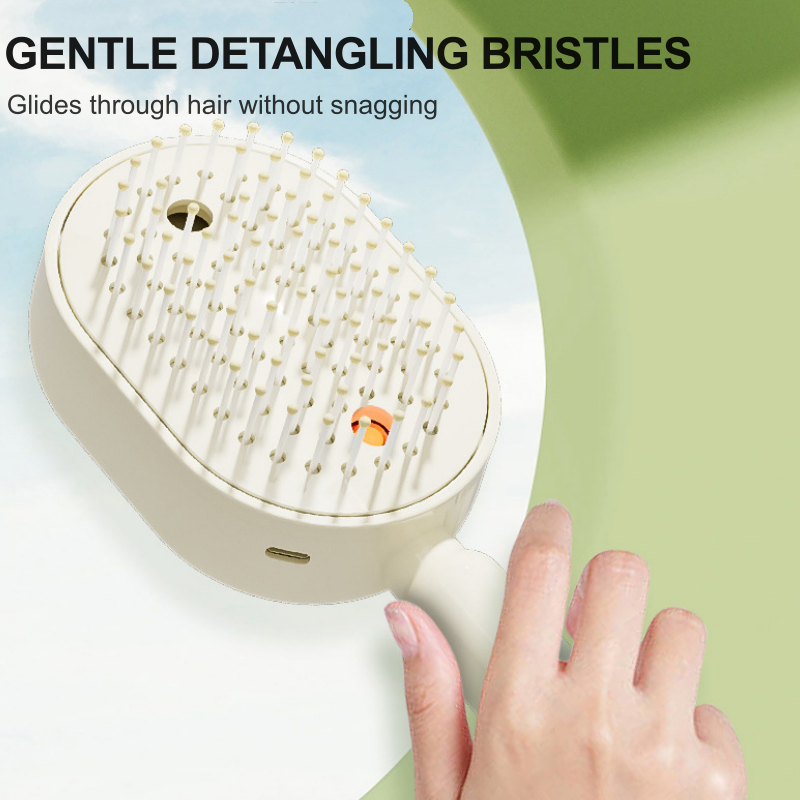 💖Scalp Massager Comb💆‍♀️ – Self-Cleaning 🧼, Tangle-Free ✂️ & Frizz-Control Hair Brush with Soothing Mist Spray 💨✨ | Perfect for Dry, Brittle Hair 💧🌟