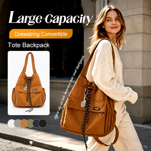📢📢40% OFF !! ⏰Large-Capacity Drawstring Convertible Tote Backpack