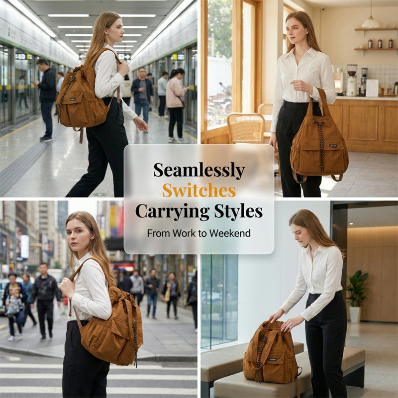 📢📢40% OFF !! ⏰Large-Capacity Drawstring Convertible Tote Backpack