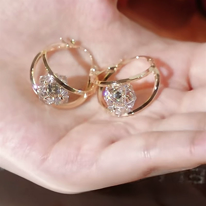 📢📢31% OFF !! ⏰Double Hoop Sparkling Zirconia Ball Earrings