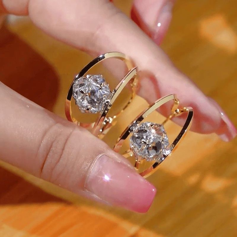 📢📢31% OFF !! ⏰Double Hoop Sparkling Zirconia Ball Earrings