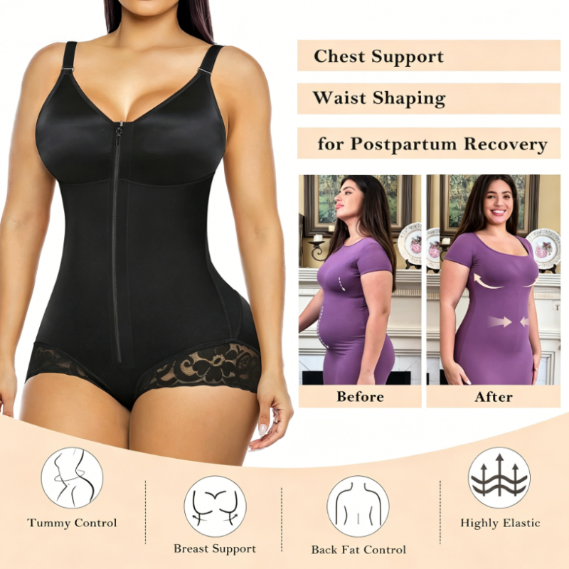 📢📢40% OFF !! ⏰Women's Tummy Control Zip-Up Shapewear Bodysuit
