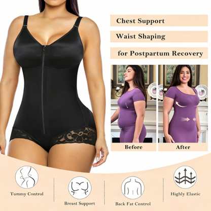 📢📢40% OFF !! ⏰Women's Tummy Control Zip-Up Shapewear Bodysuit