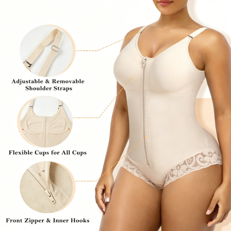 📢📢40% OFF !! ⏰Women's Tummy Control Zip-Up Shapewear Bodysuit
