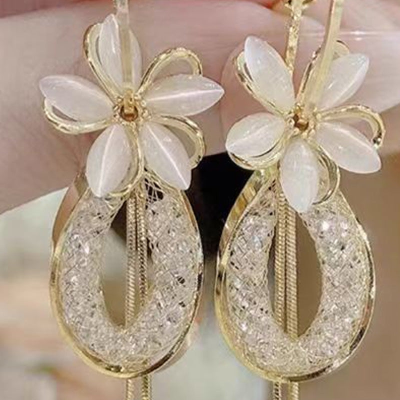 🌸 LIMITED-TIME 30% OFF! ✨ Flower Tassel Dangle Earrings – Opalescent, Sparkling, Dynamic 💫