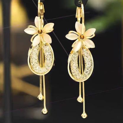 🌸 LIMITED-TIME 30% OFF! ✨ Flower Tassel Dangle Earrings – Opalescent, Sparkling, Dynamic 💫
