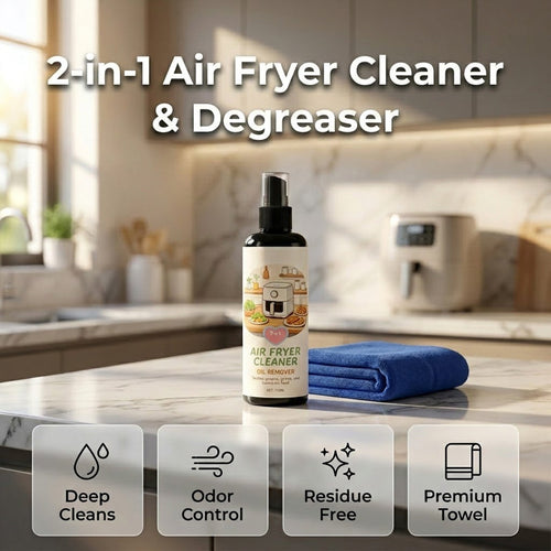 🥳2026 HOT SALE🥳💞50K+ SOLD!🔍✨ 49% OFF! 2‑in‑1 Air Fryer Cleaner – Degreases & cleans, safe for non‑stick coatings. Just spray & wipe. Includes towel! 🧼💪