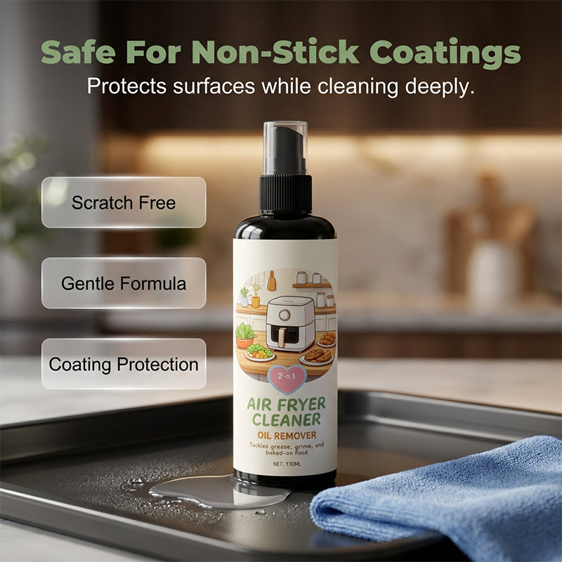 🥳2026 HOT SALE🥳💞50K+ SOLD!🔍✨ 49% OFF! 2‑in‑1 Air Fryer Cleaner – Degreases & cleans, safe for non‑stick coatings. Just spray & wipe. Includes towel! 🧼💪