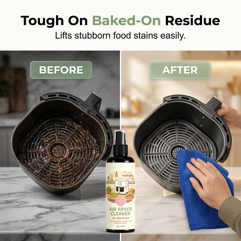 🥳2026 HOT SALE🥳💞50K+ SOLD!🔍✨ 49% OFF! 2‑in‑1 Air Fryer Cleaner – Degreases & cleans, safe for non‑stick coatings. Just spray & wipe. Includes towel! 🧼💪