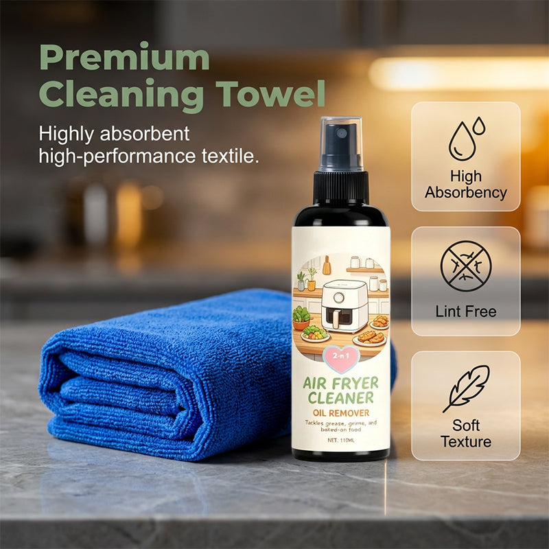 🥳2026 HOT SALE🥳💞50K+ SOLD!🔍✨ 49% OFF! 2‑in‑1 Air Fryer Cleaner – Degreases & cleans, safe for non‑stick coatings. Just spray & wipe. Includes towel! 🧼💪