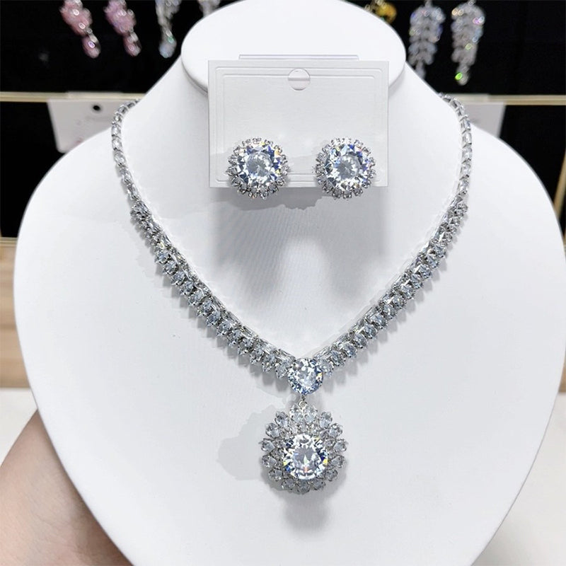 💎Limited Time 48% Off! ✨ Sparkling Zircon Necklace & Earrings Set – Elegant, Timeless, Ready for Gifting ✨