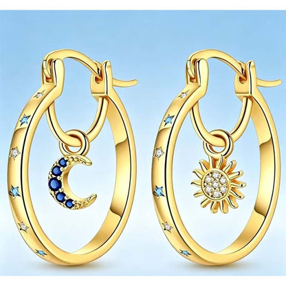 🌙 LIMITED-TIME 30% OFF! ✨ Celestial Sun & Moon Hoops – Layered, Symbolic, Hypoallergenic ✨
