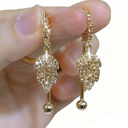 📢📢35% OFF !! ⏰Full Diamond Maple Leaf Earrings