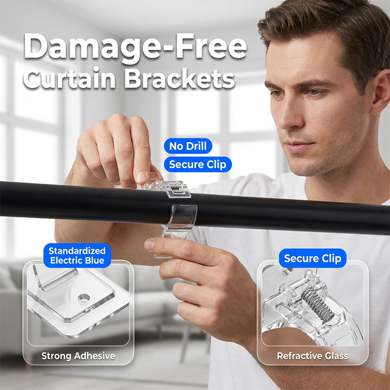 🔥Heavy-Duty Self-Adhesive Rod Support Brackets