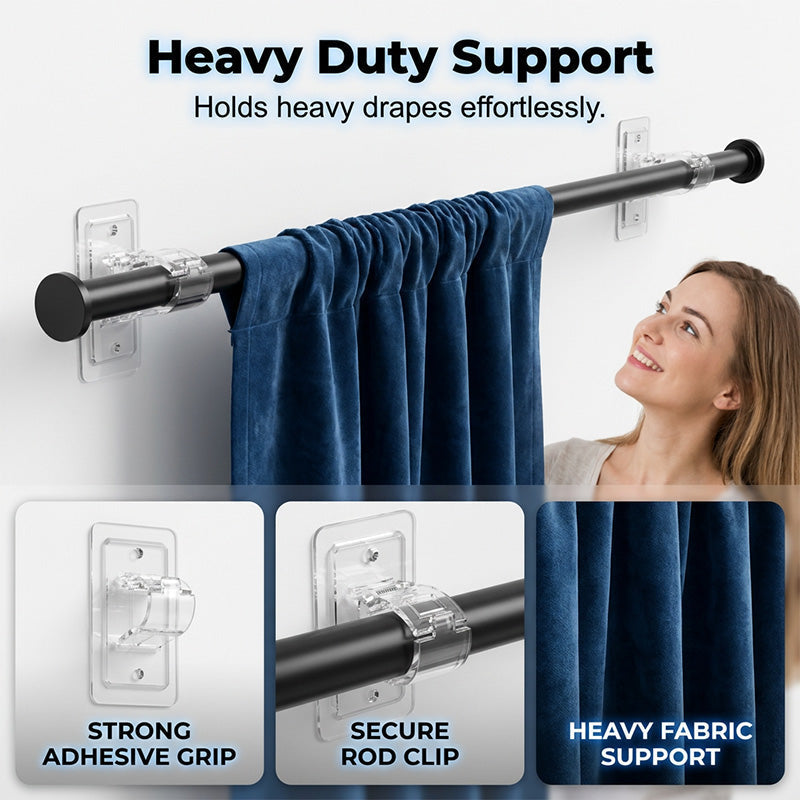 🔥Heavy-Duty Self-Adhesive Rod Support Brackets