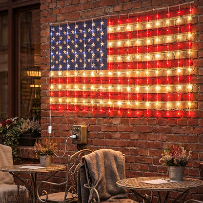 ❤️LIMITED-TIME 30% OFF! ✨ Patriotic Flag Net Lights – USB, Waterproof, 50,000-Hour ✨