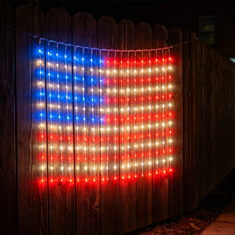 ❤️LIMITED-TIME 30% OFF! ✨ Patriotic Flag Net Lights – USB, Waterproof, 50,000-Hour ✨