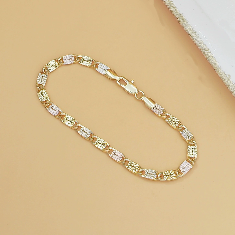 💎 LIMITED-TIME 30% OFF! ✨ Unisex Tri-Color Link Bracelet – Gold/Rose/Silver, Faceted Cut, Lobster Clasp 🖤