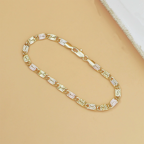 💎 LIMITED-TIME 30% OFF! ✨ Unisex Tri-Color Link Bracelet – Gold/Rose/Silver, Faceted Cut, Lobster Clasp 🖤