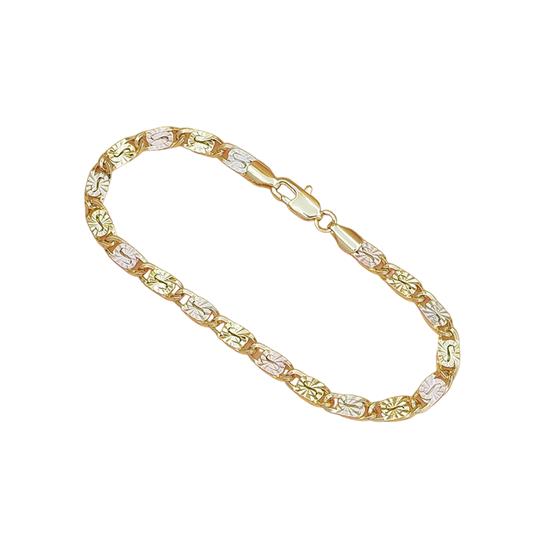 💎 LIMITED-TIME 30% OFF! ✨ Unisex Tri-Color Link Bracelet – Gold/Rose/Silver, Faceted Cut, Lobster Clasp 🖤