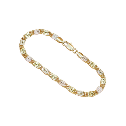 💎 LIMITED-TIME 30% OFF! ✨ Unisex Tri-Color Link Bracelet – Gold/Rose/Silver, Faceted Cut, Lobster Clasp 🖤