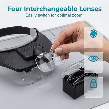 🔦40% OFF NOW! ⏰ LED Headband Magnifier with 4 Lenses – Adjustable focus & hands-free – Perfect for soldering, crafting or reading – bright light and comfortable fit 🔍