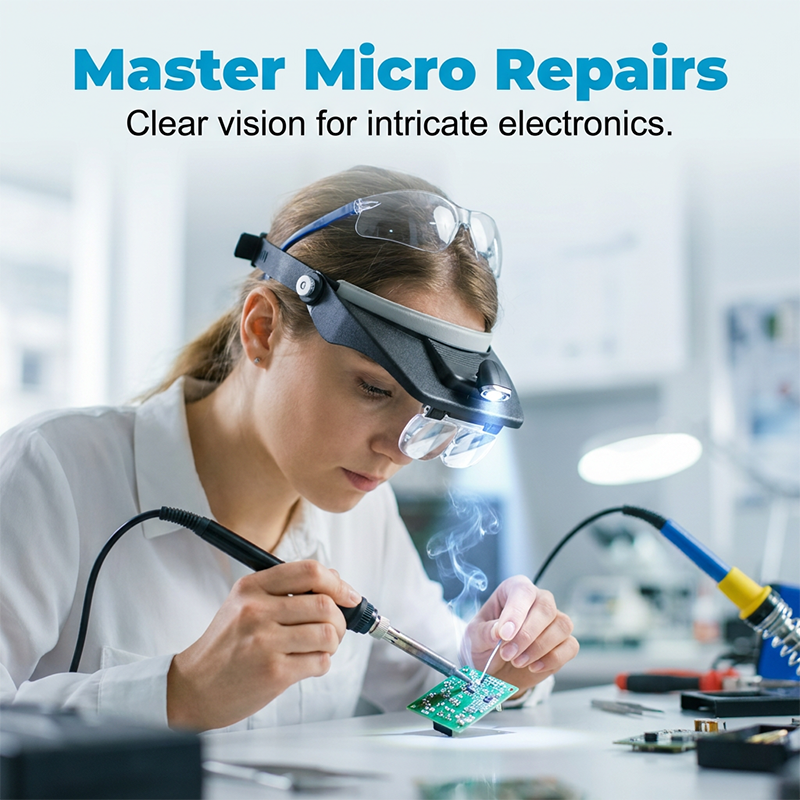 🔦40% OFF NOW! ⏰ LED Headband Magnifier with 4 Lenses – Adjustable focus & hands-free – Perfect for soldering, crafting or reading – bright light and comfortable fit 🔍