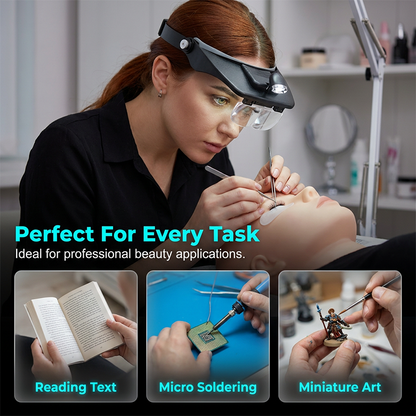 🔦40% OFF NOW! ⏰ LED Headband Magnifier with 4 Lenses – Adjustable focus & hands-free – Perfect for soldering, crafting or reading – bright light and comfortable fit 🔍