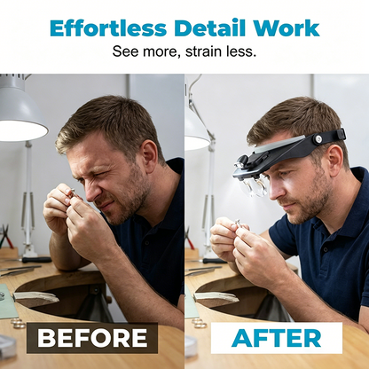 🔦40% OFF NOW! ⏰ LED Headband Magnifier with 4 Lenses – Adjustable focus & hands-free – Perfect for soldering, crafting or reading – bright light and comfortable fit 🔍