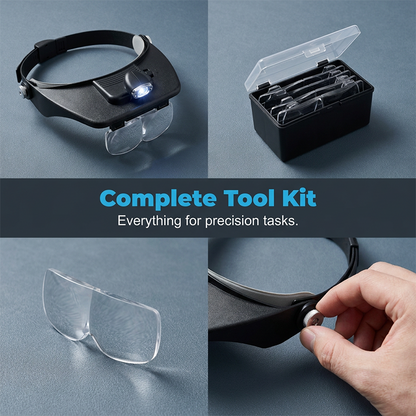 🔦40% OFF NOW! ⏰ LED Headband Magnifier with 4 Lenses – Adjustable focus & hands-free – Perfect for soldering, crafting or reading – bright light and comfortable fit 🔍