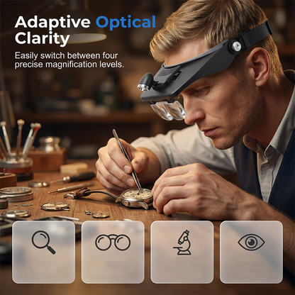 🔦40% OFF NOW! ⏰ LED Headband Magnifier with 4 Lenses – Adjustable focus & hands-free – Perfect for soldering, crafting or reading – bright light and comfortable fit 🔍