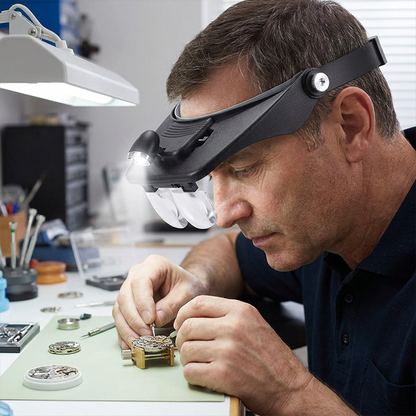 🔦40% OFF NOW! ⏰ LED Headband Magnifier with 4 Lenses – Adjustable focus & hands-free – Perfect for soldering, crafting or reading – bright light and comfortable fit 🔍