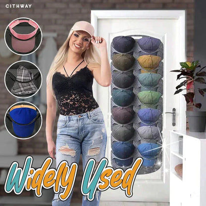🥳2026 HOT SALE🥳🎩 40% OFF! Hanging Hat Rack with 14 Pockets – Keeps hats in shape, no creases. Space‑saving, easy to hang. Perfect for caps & sun hats! 🏠✨